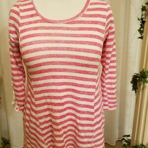 Absolutely Famous Pink & white stripes a line M